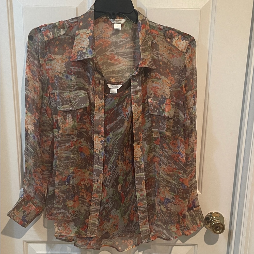 Christopher & Banks Sheer Blouse with Matching Camisole